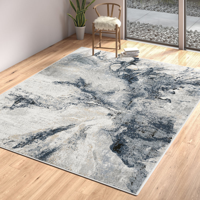 Wade Logan® Dittmer Abstract Navy/Ivory Area Rug & Reviews Wayfair Canada